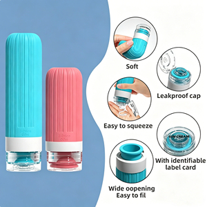 Ensemble de flacons de voyage en gel de silicone, flacons de stockage de liquides portables et rechargeables pour shampooing, gel douche, lotion, voyages en plein air, camping - Product Image 3