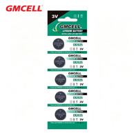 Pile bouton au lithium non rechargeable GMCELL CR2025 3V 160mAh certifiée CE OEM ODM pour clés de voiture et appareils électroménagers