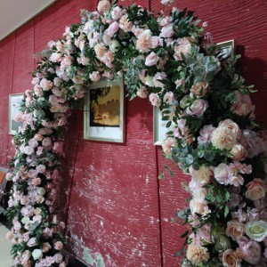 2023 nuevo fondo de arco de flores artificiales 2,4 m arreglo floral Rosa arco de hortensia para evento de boda - Product Image 5