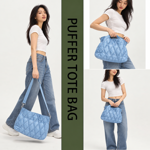 Women's Nylon Water Resistant Leopard Pattern Quilted Tote <b>Bag</b> Soft Puffy Lightweight Trendy Crossbody Shoulder Strap Purse - Product Image 2