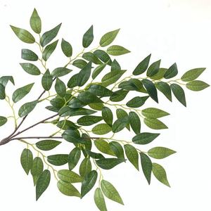 Venta al por mayor de hojas verdes artificiales, hojas de <span class=keywords><strong>Olmo</strong></span>, hojas de baniano francés, ramas, decoración de boda para el hogar - Product Image 4