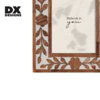 Bingkai Foto Kayu Motif Daun Bunga Vintage DX Designs 4x6 5x7 8x10 Inch, Bingkai Gambar Boho Buatan Tangan untuk Hiasan Rumah