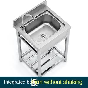 Fregadero de lavabo de <span class=keywords><strong>verduras</strong></span> de acero inoxidable reforzado individual con deflector Soporte de piso Balcón Hogar - Product Image 3