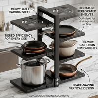 Support de rangement moderne multi-niveaux en acier au carbone non pliable pour couvercles de casseroles et poêles sous l'évier, organisateur de cuisine