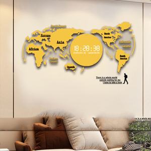 1 Bộ Đầy Màu Sắc Acrylic Đồng Hồ Treo Tường Bản Đồ Thế Giới Thiết Kế Im Lặng Đồng Hồ Cho Khách Trang Trí Nội Thất Nhà Bếp Văn Phòng Tường Nghệ Thuật Trang Trí - Product Image 4