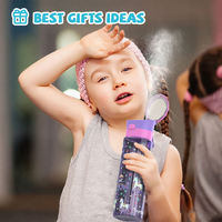 Bouteille d'eau pour enfants avec impression de dessin animé personnalisée, avec paille, sans BPA, en plastique, à couvercle rabattable, anti-fuite, portable, gourde pour enfants