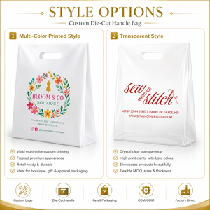 Sacchetti <span class=keywords><strong>in</strong></span> <span class=keywords><strong>plastica</strong></span> personalizzati con logo, all'ingrosso, con manico fustellato, <span class=keywords><strong>per</strong></span> shopping e imballaggio abbigliamento, stampa personalizzata - Product Image 4