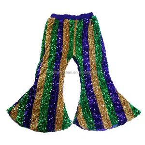 Boutique Mardi Gras Design per bambine pantaloni con paillettes elasticizzati in vita con brillantini per bambini