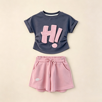 Nouvelle Collection 2026 – Ensemble d'été 2 pièces pour Filles : T-shirt et Short à Taille Élastique en Matière Synthétique Respirante pour le Sport (Vente en Gros)