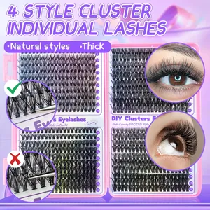 MJ 640 piezas 30D/40D/50D/60D Pestañas Individuales en Libro, Extensiones de Pestañas Postizas en Racimo para Maquillaje DIY en Casa - Product Image 4