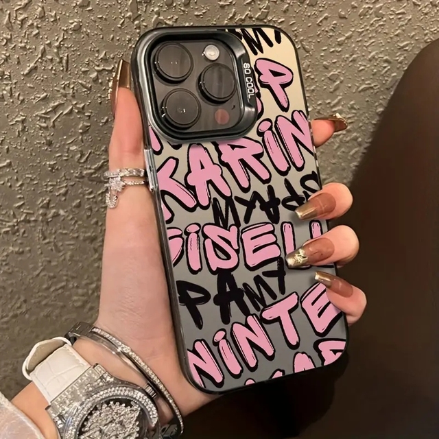 New Trending Design Pink English Letters Phone case for iPhone 15 Pro Max 14 13 12 11 XS XR Hard Back Shockproof Mobile Cover