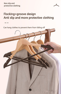 Cintres en bois pour hommes jupe antidérapant pantalon barre cintre en bois massif vêtements vestes cintre <span class=keywords><strong>porte</strong></span>-<span class=keywords><strong>manteau</strong></span> en bois - Product Image 5