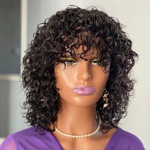 <span class=keywords><strong>Afro</strong></span> Styles parrucche capelli umani corti trasparenti varie onde d'acqua brasiliane pizzo dritto profondo crespo biondo Medium - Product Image 2