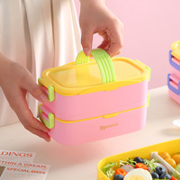 Boîte à lunch portable à double étage, grande capacité, en acier inoxydable 304, isolée, double paroi, compatible micro-ondes, étanche et anti-fuite