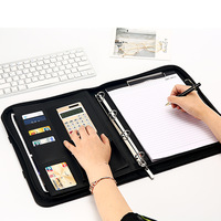 Portafolio A4, Organizador de Documentos para Gerentes, Maletín de Cuero con Cierre, Carpeta de Archivos con Cremallera, Calculadora y Cuaderno