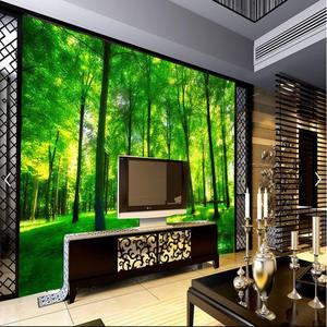 Film stéréoscopique 3D et papier peint de télévision vert bois fond de télévision paysage mural salon chambre sans couture murale - Product Image 5