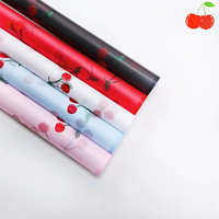 58*58cm/pcs rouge cerise Design imprimé en plastique étanche fleur Bouquet papier d'emballage Floral papier d'emballage