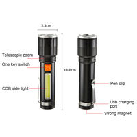 Lampe torche tactique rechargeable par USB Shingel, étanche, en aluminium, couleurs blanc et rouge, haute puissance XHP50, zoom LED