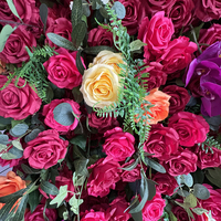 Romantische 3D-Kunstblumenwand mit Roten Rosen und Lila Orchideen, Realistisches Design, Bohemian-Stil, Wiederverwendbar für Valentinstag