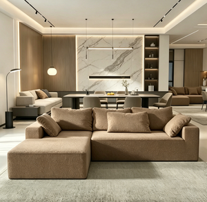 Canapé modulaire sectionnel moderne en tissu, design nuage, sans structure, en forme de L, pour salon - Product Image 1