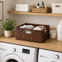 Ensemble de 2 paniers de rangement en rotin synthétique, décoration d'intérieur style bohème, parfaits pour la buanderie, la salle de bain ou les étagères du placard
