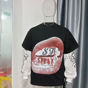 Camiseta de Manga Larga <span class=keywords><strong>para</strong></span> <span class=keywords><strong>Hombre</strong></span>, Doble Capa, con Estampado DTG, Lavado Ácido, Estilo Vintage, con Bajo Deshilachado, de Guangzhou Shangshang Manufacturer - Product Image 5