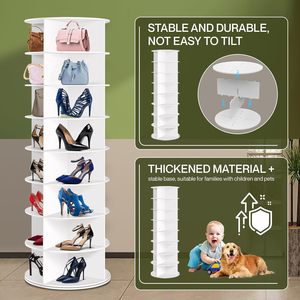 Rotating Shoe Rack Round Standing Multi Layer <b>Storage</b> Organizer For Living Room Entryway Bedroom <b>Wardrobe</b> 10-20 Pairs Capacity - Product Image 3