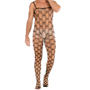 Men Full <b>Body</b> <b>Fishnet</b> Bodysuit Black Spandex Polyester Exotic Dancewear Spring 2024 - Product Image 4