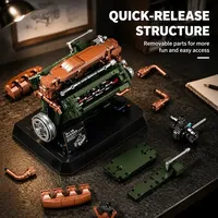 Kits de briques de la série 12GO Tank Engine, modèle de simulation, cadeaux de vacances, ensembles de blocs de construction créatifs MOC pour adultes
