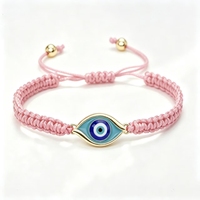 Pulsera de Hilo Trenzado Ajustable de Cobre con Cuerda de Macramé y Amuleto de Ojo Turco para Hombre y Mujer