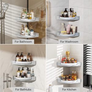 Caddy de douche d'angle en plastique rotatif sans perçage organisateur de salle de bain étagère de salle de bain rotative <span class=keywords><strong>moderne</strong></span> - Product Image 6