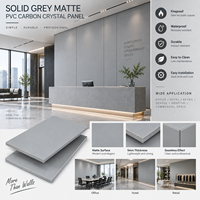 Panneau mural en PVC gris mat solide de 5 mm, effet cristal de carbone, ignifuge, imperméable, pour la décoration intérieure des projets commerciaux