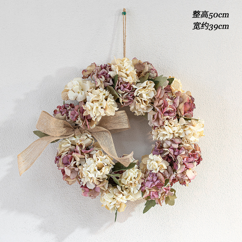 Pink White Vintage Hydrangea wreath