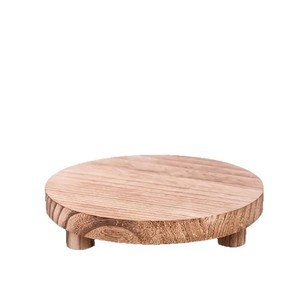 Wooden Base Ornament Stool Circular Solid Wood Bathroom Flower <b>Pot</b> Holder <b>Standing</b> Type LC-96 - Product Image 1