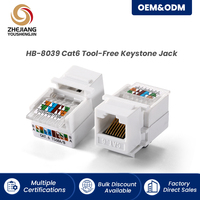 Module de prise Ethernet RJ45 Keystone 90 degrés Cat5e Cat6 à terminaison sans outil pour panneau mural