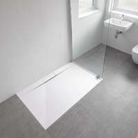 Receveur de douche BMC blanc pur, surface solide, aspect impeccable, vente directe usine, neuf pour salle de bain