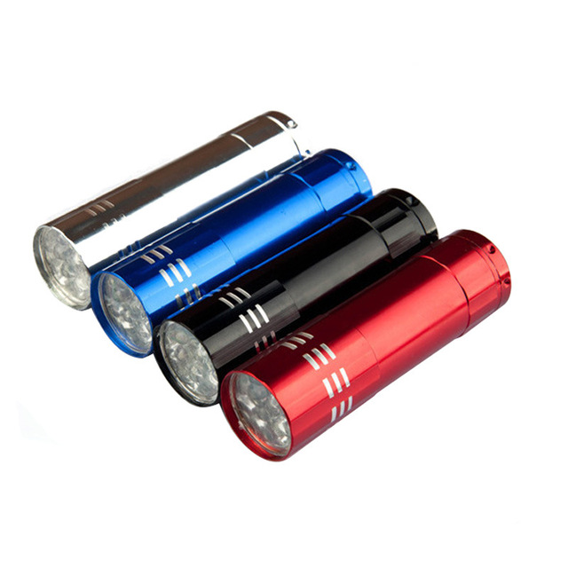9LED Battery Powered Aluminum Alloy Mini Flashlight-Outdoor Handheld Portable White Light Gift