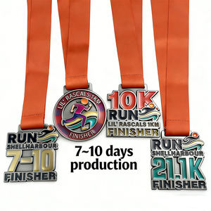 Médailles de sport en métal émaillé personnalisées en gros, médailles de championnat de marathon gravées en alliage de zinc avec ruban - Product Image 1