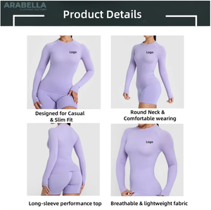 Arabella 2025 Custom Logo Merino Wool Activewear Clothing Long Sleeve <strong>Base</strong> <strong>Layer</strong> Tops Sport Shirt Plus Size Lightweight T-Shirts - Product Image 3