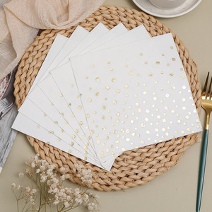 White Gold Dot Paper Napkins 33cm Disposable Party Tableware For Celebration Events - Product Image 1