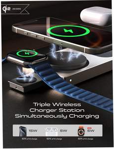 LISEN 2026 <span class=keywords><strong>Chargeur</strong></span> sans fil magnétique pliable Qi2 Station de charge 3 en 1 Support métallique pour <span class=keywords><strong>iPhone</strong></span> 17 16 Pro Max Voyage Bureau - Product Image 2