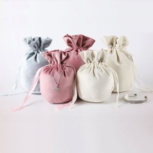 Large Size 18*16cm With Round Bottom 10cm Plain Velvet <b>Draw</b> String Bags for Pendant Necklace Crystal Lipstick <b>Storage</b> - Product Image 1