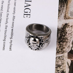 European American Style <b>Titanium</b> Steel Skull <b>Ring</b> Hollow Pattern Punk Men's Jewelry Gift SA855 - Product Image 2