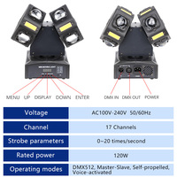 Projecteur LED à double tête Gecko 120W OEM/ODM d'usine, faisceau laser, stroboscope, tête mobile DMX512, activé par le son pour KTV, bar, fête