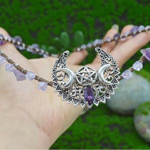 Corona de Luna Wicca de Amatista Natural en Bruto, Diadema de Sol, Luna y Estrellas, Corona de Novia, Cristal Feng Shui - Product Image 3