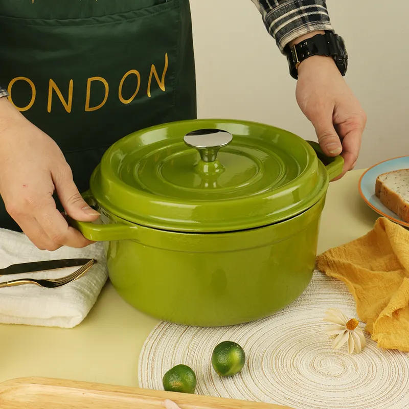 Antiaderente bianco nero rosso arancione blu verde ghisa smalto rotondo casseruola in ceramica fornello a induzione cottura pentola e padelle