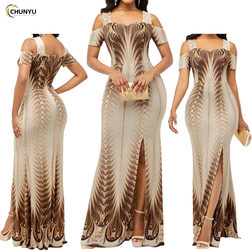 2024 New Fashion breast evening dresses sexy off shoulder party women lady elegant party evening