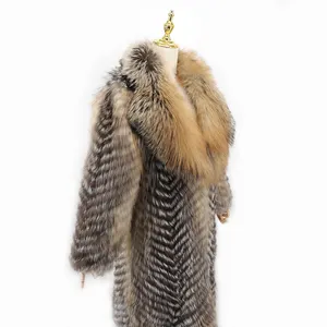 Fashion Real Fox Fur Coat Long Thick Fox Fur Coat Woven Fox Fur Coat