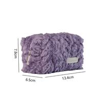Trousse de Maquillage Imperméable en Fausse Fourrure Douce Lavande, Sac Cosmétique Portable en Peluche Violette pour le Quotidien