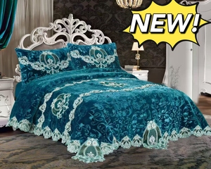 LILIANNA Nouvelle conception Ensemble <span class=keywords><strong>de</strong></span> <span class=keywords><strong>housse</strong></span> <span class=keywords><strong>de</strong></span> <span class=keywords><strong>couette</strong></span> King Size 3 pièces, broderie en dentelle <span class=keywords><strong>haut</strong></span> <span class=keywords><strong>de</strong></span> <span class=keywords><strong>gamme</strong></span>, avec taies d'oreiller, literie en promotion - Product Image 6